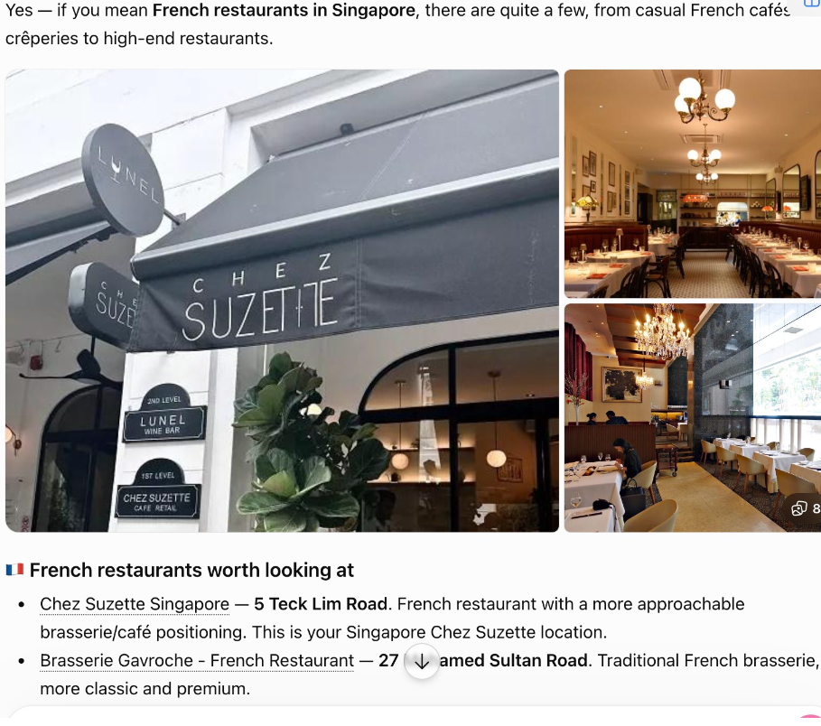 AI-powered search result example for a custom website